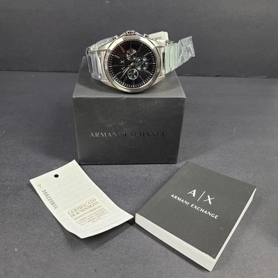 Reloj Armani Exchange Cronógrafo Acero 44 mm Tono Plateado Esfera Negra AX2600 NUEVO EN CAJA Foto 1 de 4