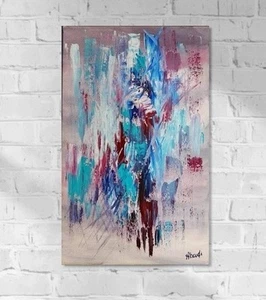 ⚠️Orig. Aboudi – abstraktes Farbspiel, 40x60 Modern Acryl, Action Painting - Bild 1 von 11