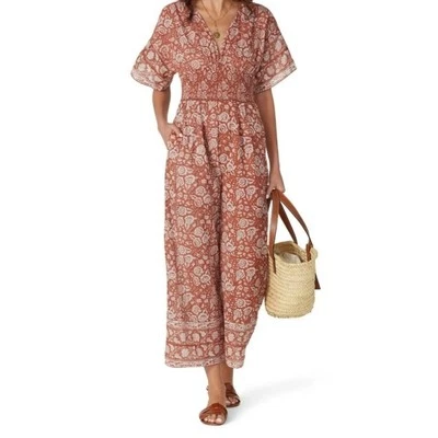 Rent the runway talla pequeña cleobella estampado jess naranja floral mono estampado Foto 1 de 4