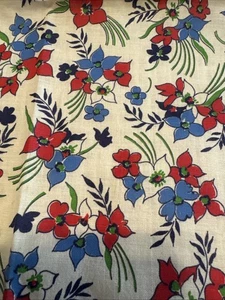 SACCO MANGIME ZUCCHERO FARINA VINTAGE SACCHETTO APERTO FIORI ROSSO BLU - Foto 1 di 6