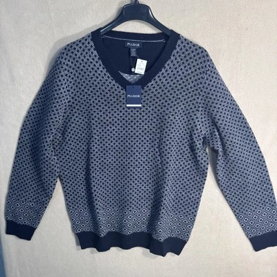 Nuevo con etiquetas Suéter JoS A Bank 2XLT Ajuste A Medida Azul Gris Diamante Cuadros Lana Nylon NUEVO Foto 1 de 4