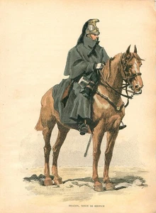 DRAGON TENUE DE SERVICE UNIFORME ARMÉE FRANÇAISE GRAVURE 1887 - Picture 1 of 1