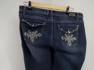 Earl Jeans Size 10 Embellished Studded Pockets Boot Cut 34x32 Cotton Blend - Picture 1 of 10