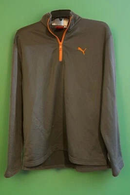 Puma Pullover Jacket Grey With 1/4 Orange Zipper unisex Size Medium NWOT - Image 1 of 4