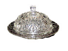 Vintage Anchor Hocking Round Domed Butter Cheese Dish Lid Pattern Diamond Patt.