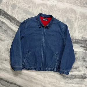 Vintage Ralph Lauren 1990's Blue Full Zip XL Denim Harrington Bomber Jacket - Picture 1 of 8