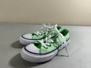 Converse All Star kids green & white lace up skate shoes sneakers toddler 10.5 - Picture 1 of 3