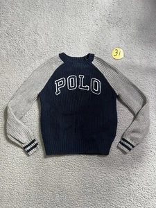 Polo Ralph Lauren American RL Sweater Navy Blue Vintage Youth Sz 6 - Picture 1 of 4