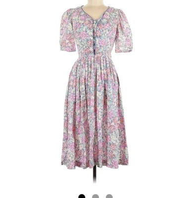 Vestido Princesa Vintage Laura Ashley Talla EE. UU. 8 Rosa Floral Cottagecore Pradera Foto 1 de 4