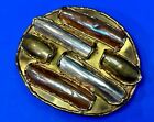 Vintage Mixed Metal Raised Round brass LARGE belt buckle Made in India