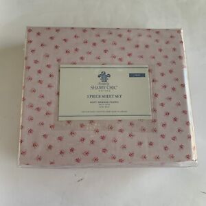 Simply Shabby Chic Twin Sheet Set MON AMIE Easy Care Cottage Pink Floral Country