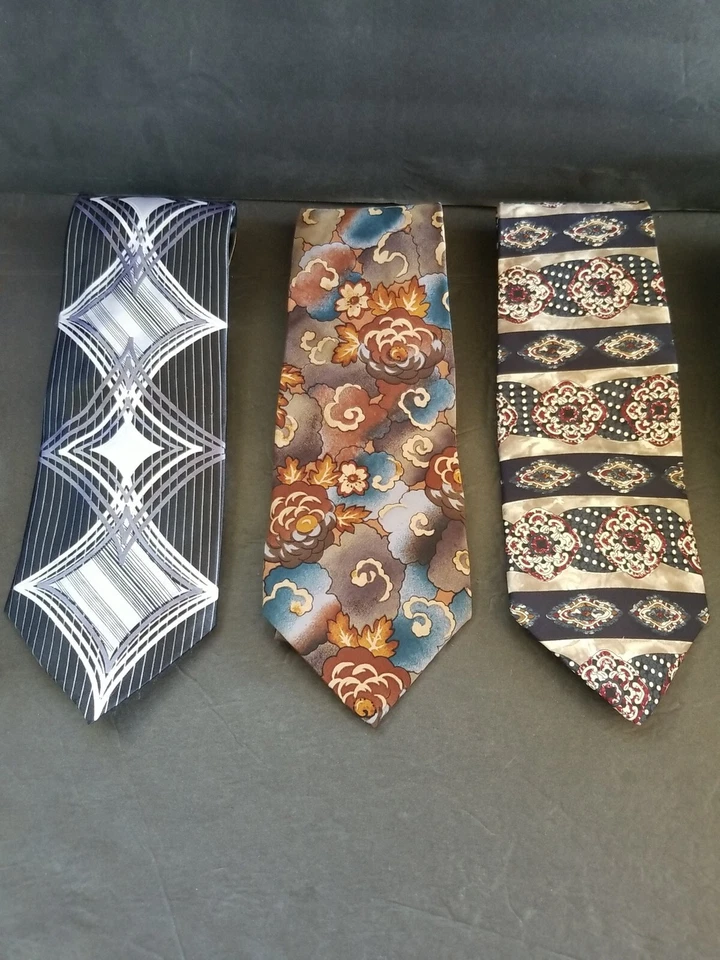 批量 3 件 混合 领带 花卉 抽象 几何 Barrington Blair 新一代 — 第 1/4 张图片