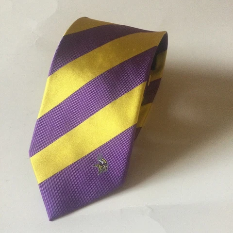NFL MINNESOTA VIKINGS SILK STRIPE TIE PURPLE GOLD NWOT Cover