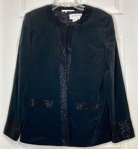 Women JOVANI Black 2 Piece Beaded Formal Jacket Shell Set Sz 6 EUC Elegant Top