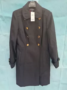Miss Selfridge Gorgeous Double Breasted Black Military Style Coat, Size UK 12. - Picture 1 of 7