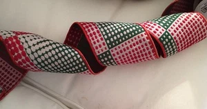 Nastro bordo filo francese rosso bianco verde jacquard vacanze - Foto 1 di 1