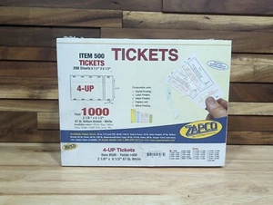 Print-Ready Blank Ticket Sheets, 8-1/2" x 6-1/2", 4 Tickets Per Sheet, Perfed... - Picture 1 of 3