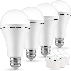 4 Pack Emergency Rechargeable Led Light Bulb with Hook 12W 60W Equivalent E27 US - Picture 1 of 12