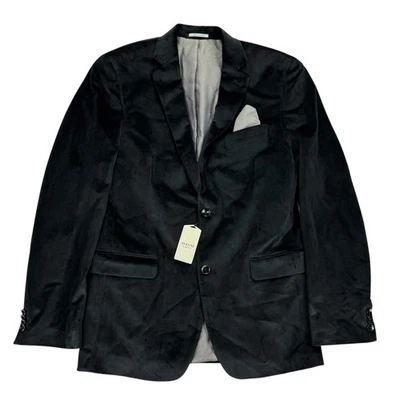 Abrigo deportivo Alfani de terciopelo liso ajustado negro 40L para hombre Foto 1 de 4