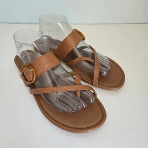 Talbots Gia Damen-Sandalen mit Schnalle 9 karmelfarbenes Nappaleder Bambus Küste LESEN - Bild 1 von 12