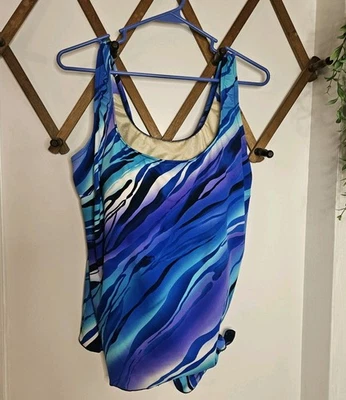 Новый с Ярлыками Maxine Of Hollywood sz 18 плавать верхний танкини блузон купальник стороне галстук синий - Изображение 1 из 4