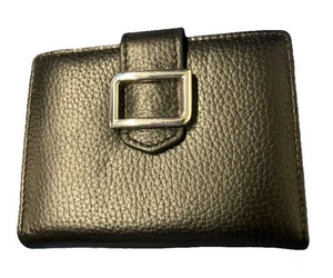 Italian Leather Small Black Pebbled Wallet With Coin Pkt RFID Secure - Picture 1 of 18