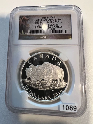 Canada 20 Dollar 2014 Bison Early Releases NGC PF 70 Silver 1 oz .999 fine Cover