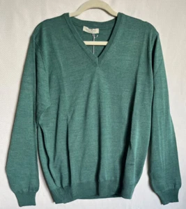 NWT Luca Nobili thin wool blend muted green v-neck pullover sweater, L - Picture 1 of 7