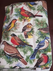 Vintage Print Blanket Full Color Birds 72 x 84" Polyester Nylon Blend - Picture 1 of 2