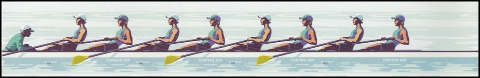 US 5696a-5697a Women's Rowing green imperf NDC strip 4 MNH 2022 - Image 1 of 1