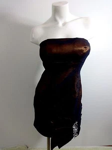 NWT NAOMI WOMENS MOCHA BROWN POLY NYLON SPANDEX STRAPLESS EVENING DRESS SIZE S - Picture 1 of 5