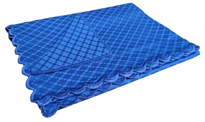 Tovaglia di fiandra damasco con smerlo + tovaglioli 12 posti 180 x 260 bluette - Immagine 1 di 2