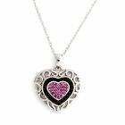 150 Ct Round Cut Lab Created Ruby Women Heart Pendant 14K White Gold Plated