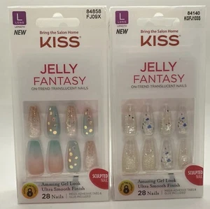 2) KISS Jelly Fantasy Uñas Largas Jelly Pop Translúcido 🙂 NUEVO 🙂 Uñas con Pegamento - Imagen 1 de 2
