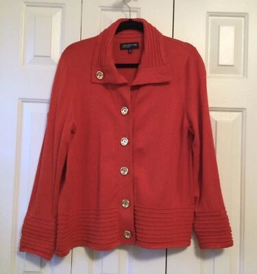 Chaqueta Suéter Jones New York Signature Naranja Rojo XL Elastizada Lg Botones Dorados Foto 1 de 4