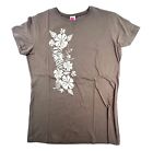 Island Girl Hawaii Graphic Print Brown Short Sleeve Shirt NEW Womens Size XL