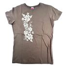 Island Girl Hawaii Graphic Print Brown Short Sleeve Shirt New Womens Size Xl