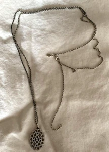 Authentic Pandora Silver Shimmering lace Pendant necklace 390358CZ-90 35.4"  NEW - Picture 1 of 5