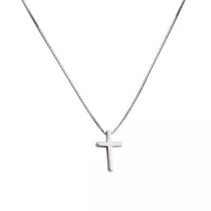 Ciondolo a croce piccolo semplice e semplice 18" collana fine placcato argento sterling A1 - Foto 1 di 4