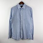 Duchamp London Shirt 16.5 42cm Mens Blue Floral Long Sleeve Tailored Fit