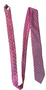 THE TIE BAR RED WHITE With White & Blue Flowers Silk And Linen NECKTIE - Picture 1 of 2