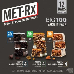 MET-Rx Meal Replacement Protein Bars, Variety Pack, 12 ct - Picture 1 of 2