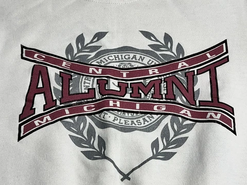Vtg Central Michigan University Alumni Sweatshirt Jansport M White Made in USA Cover
