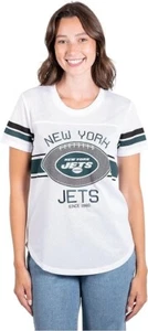 ICER Brands New York Women's Jersey T Mesh Varsity Stripe Shirt, White, Medium - Picture 1 of 3