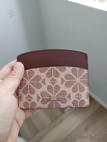 Porta carte in tela rivestito di fiori Kate Spade nuovo con etichette PWR00088 rosa multi