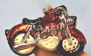 Motorcycle Ornament Red Silver With Gold Headlight Speedometer & Hook Brand New 