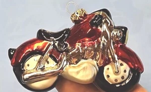 Adorno de motocicleta rojo plateado con faros dorados velocímetro y gancho totalmente nuevo - Imagen 1 de 7