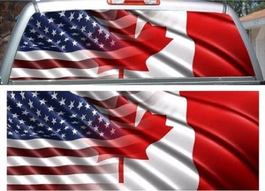 American Canadian flag rear window view thru graphic decal wrap - Bild 1 von 2