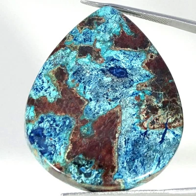 72,10 quilates. Piedra preciosa cabujón pera shattuckita azurita 100 % natural 33X41X6 mm Foto 1 de 4