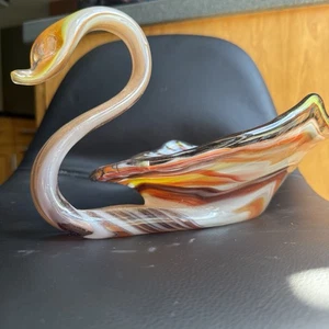 Murano Vintage MCM Glass Swan Bowl 12” - Beautiful Psychedelic Colorful! - Picture 1 of 10